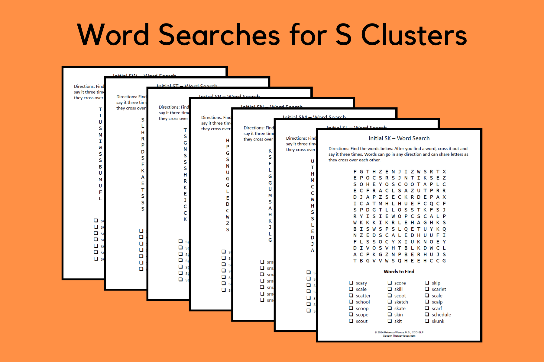 Word Searches For S Clusters