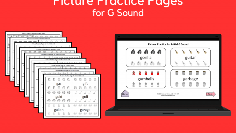 Picture Practice Pages For G Sound