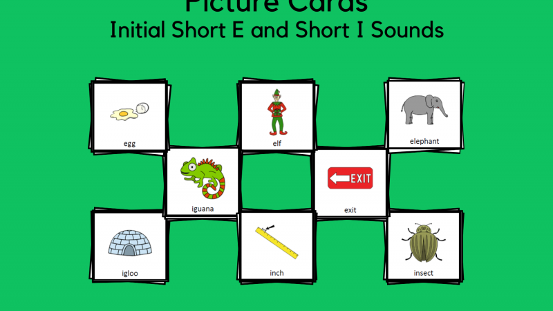 Picture Cards For Initial Short E And Short I Sounds