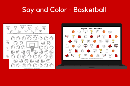Say and Color Pages - Basketball Theme