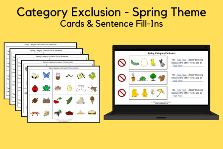 Spring Category Exclusion Picture Cards and Fill-in Sentences