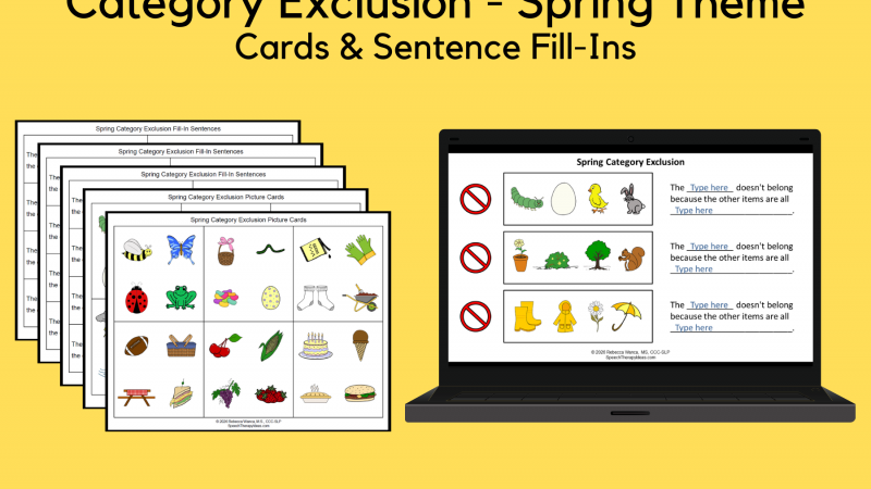 Spring Category Exclusion Picture Cards And Fill In Sentences