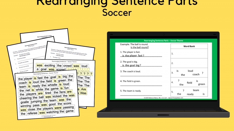 Rearranging Sentence Parts – Soccer Theme