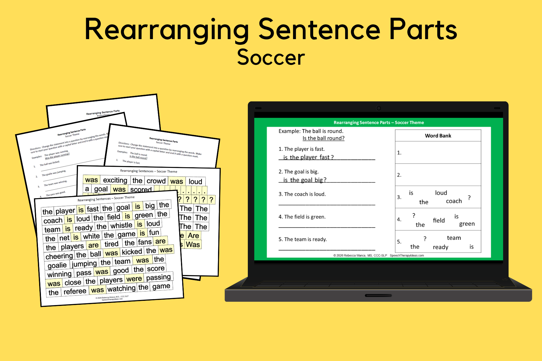 Rearranging Sentence Parts – Soccer Theme