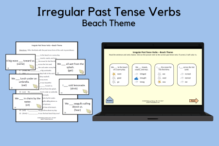 Irregular Past Tense Verbs - Beach Theme