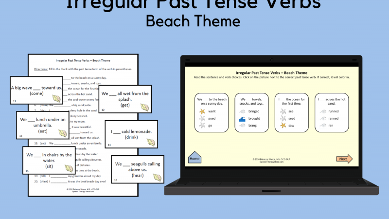 Irregular Past Tense Verbs – Beach Theme