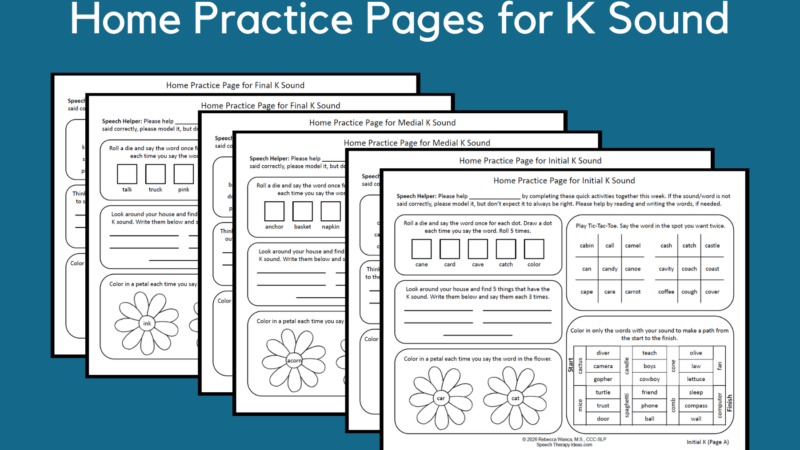 Home Practice Pages For K Sound