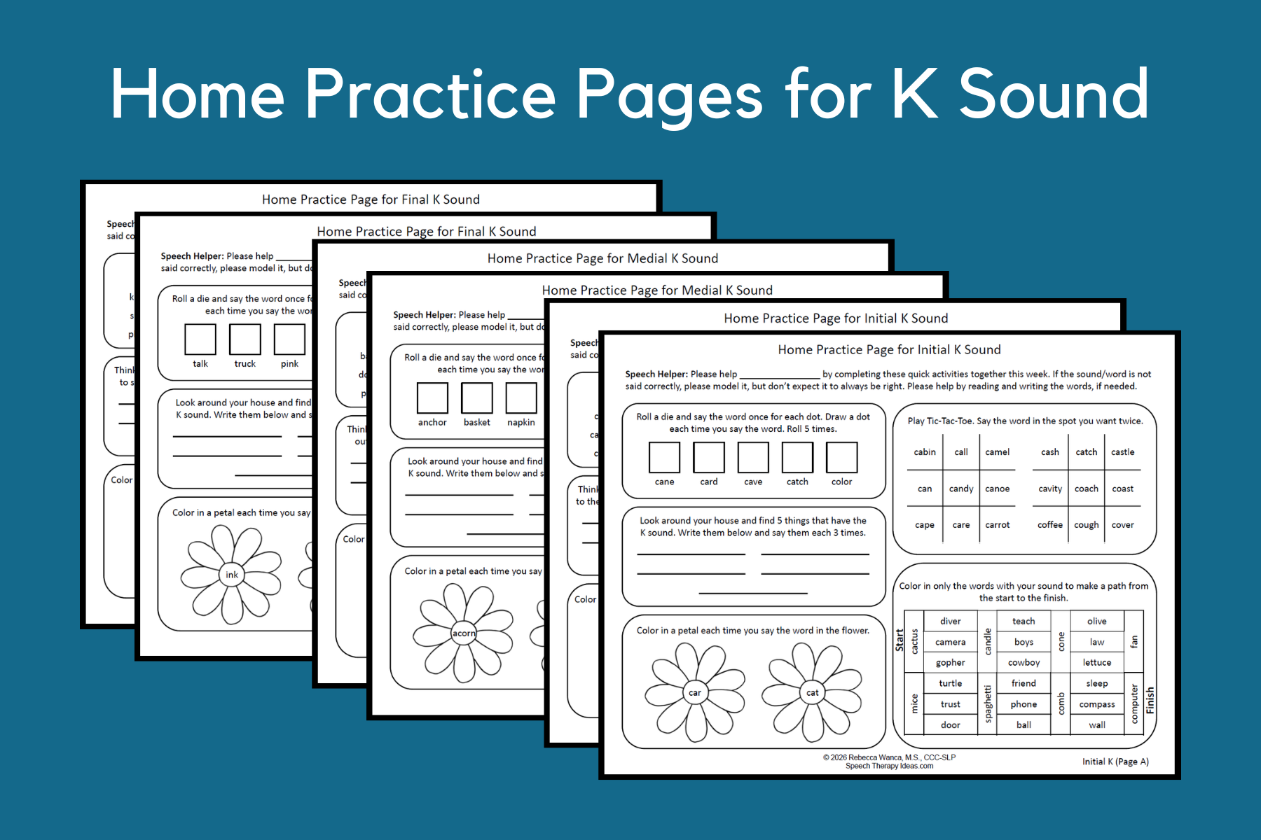 Home Practice Pages for K Sound
