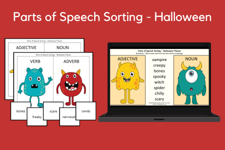 Parts of Speech Sorting - Halloween Theme